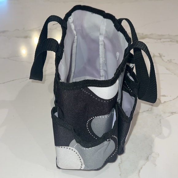 Thirty One Small Utility Tote, Shower Caddy Black, Gray & White- PAPARAZZI DOT - Picture 5 of 7